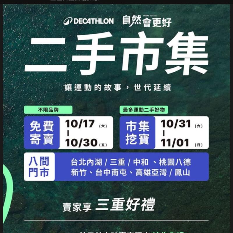 迪卡儂二手市集 10/31 11:00