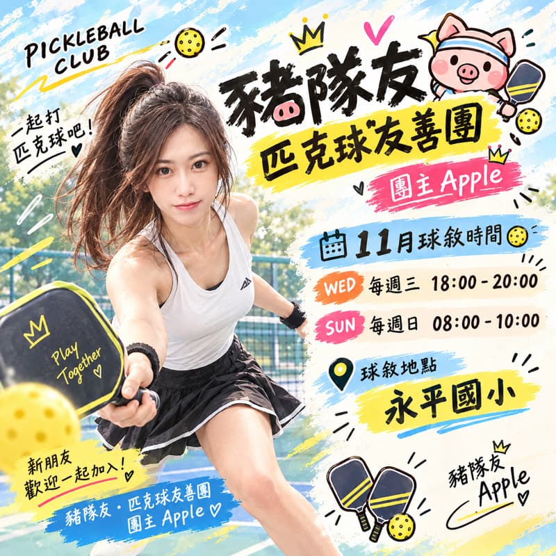 11/4 每週三,一起來打匹克球吧!