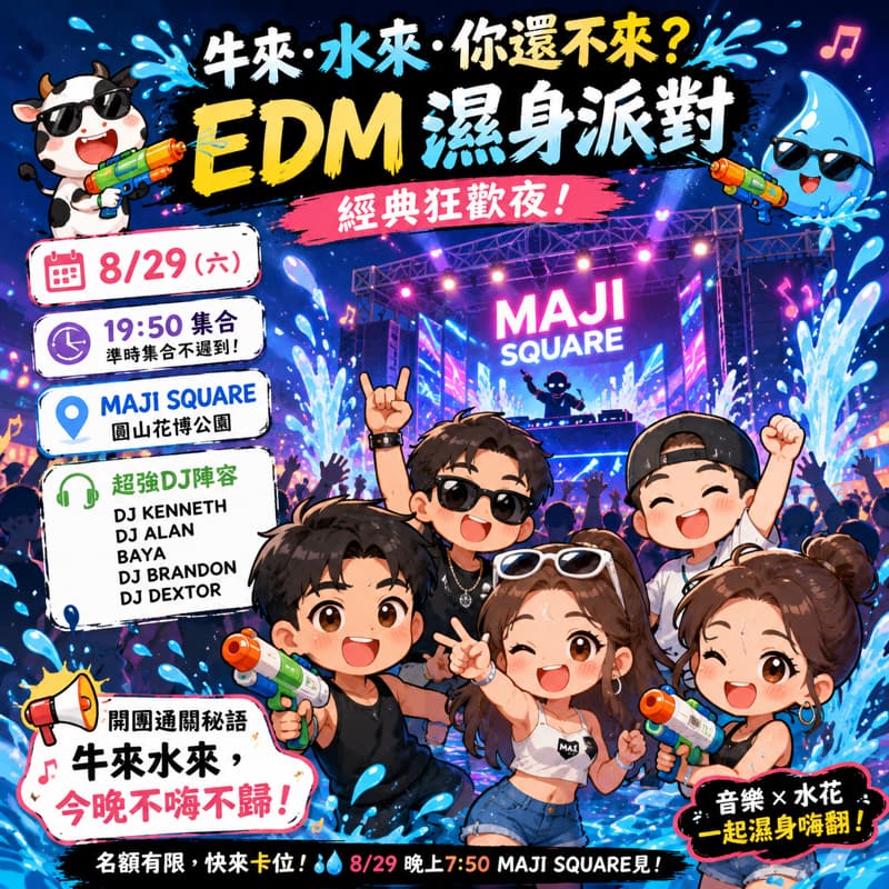 🌊【牛來・水來・你還不來?經典 EDM 濕身派對】🔥#中秋節