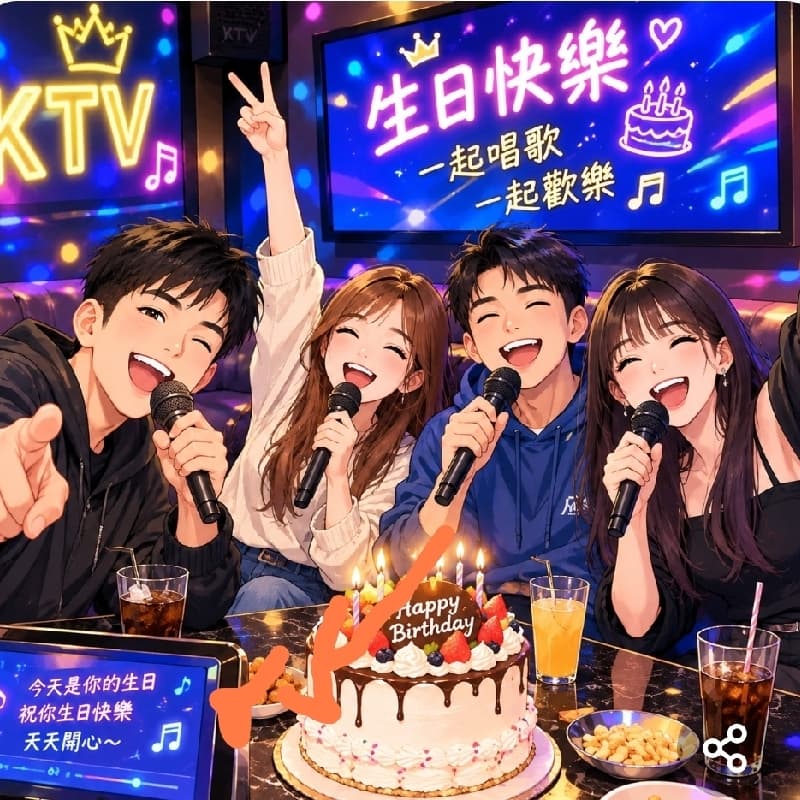 凱悅KTV歡樂唱。生日10月免費送炸物盤。禁煙。錢各付各。人頭計算固定價。已訂位,可帶外食入場。新莊捷運站1號出口。可問我。