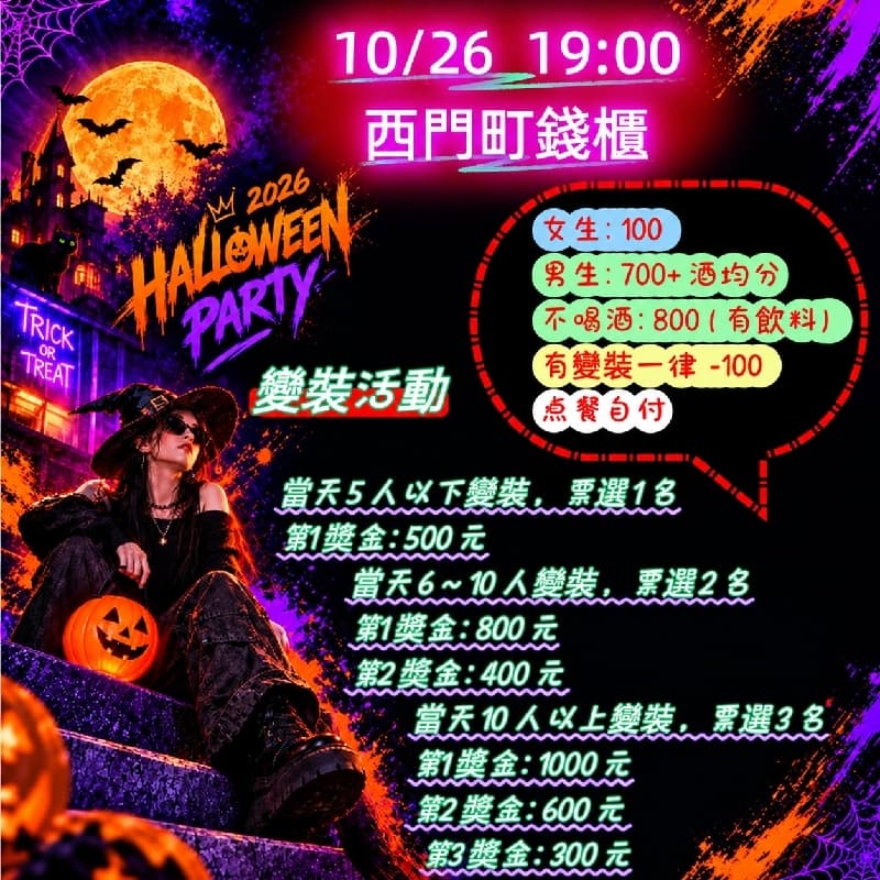 1️⃣9️⃣ : 0️⃣0️⃣ 👻 萬聖節變裝活動 👻
