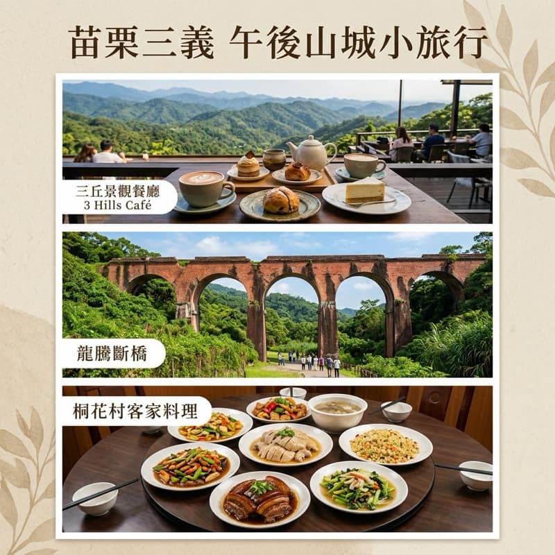 【苗栗三義半日遊】午後山城小旅行☕龍騰斷橋、景觀咖啡與客家合菜🍃