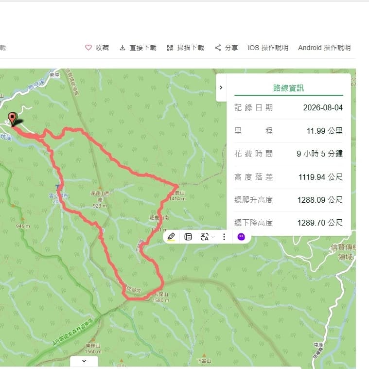 2026-11-01(日) 三峽-逐鹿山 卡保山O型(12公里爬升1100)