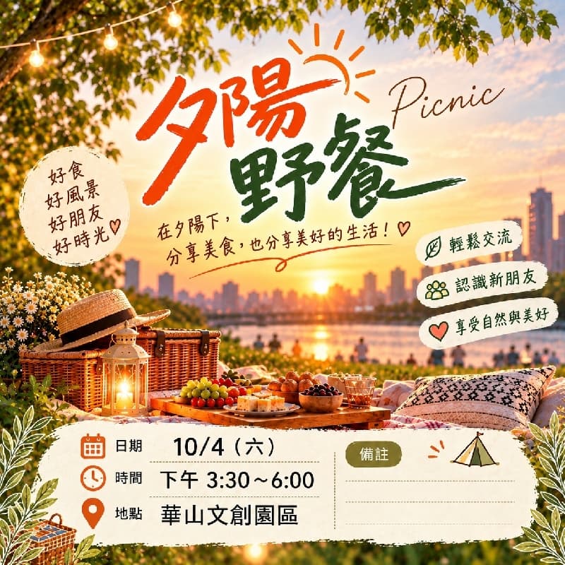 🌜🌞夕陽野餐✨️🖼