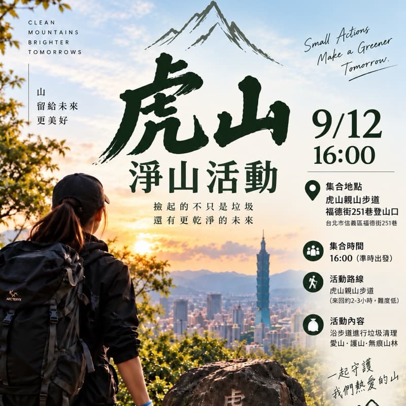 9/12 虎山淨山活動 🏔️ 一起守護我們熱愛山林!